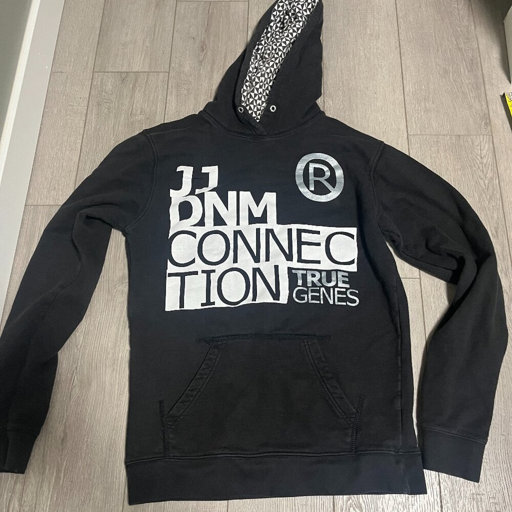 JACK & JONES Mens Medium Graphic Hoodie Denim Clothing Pullover